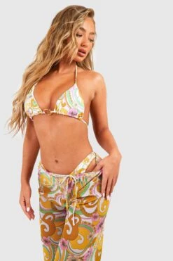 Ensemble De Plage Abstrait Avec Bikini Et Pantalon 9 Ensemble De Plage Abstrait Avec Bikini Et Pantalon -FR Chemises Soldes Magasin gzz57079 yellow xl 3