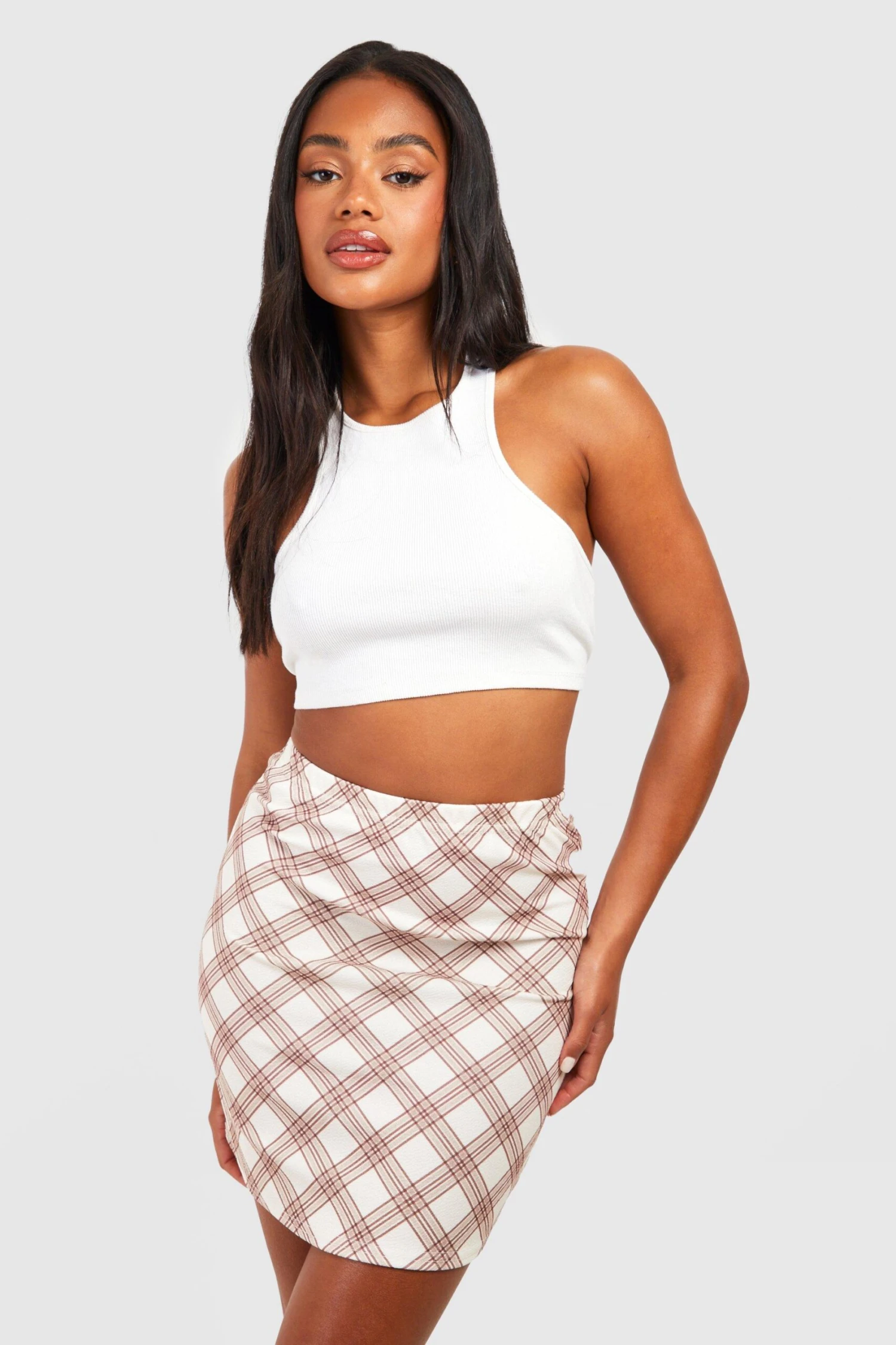 Mini-jupe En Crêpe à Carreaux 3 Mini-jupe En Crêpe à Carreaux