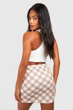 Mini-jupe En Crêpe à Carreaux 7 Mini-jupe En Crêpe à Carreaux -FR Chemises Soldes Magasin gzz57369 sand xl 1