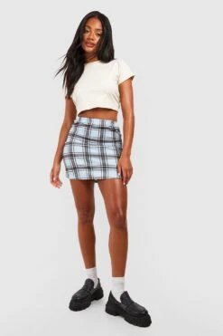 Mini-jupe En Crêpe à Carreaux 8 Mini-jupe En Crêpe à Carreaux -FR Chemises Soldes Magasin gzz57370 sky xl 2