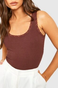 Body Côtelé à Dentelle -FR Chemises Soldes Magasin gzz57827 chocolate xl 3