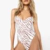 Maillot De Bain 1 Pièce Effet Bustier à Imprimé Tigre -FR Chemises Soldes Magasin szz01068 cream xl