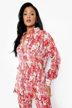 Tall - Chemise Oversize Plissée à Imprimé Fleuri
